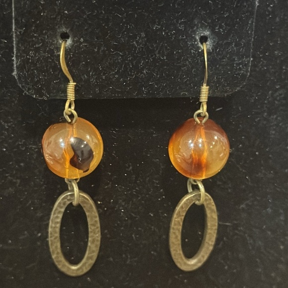 Long Amber Dangle Earrings Pierced - Picture 1 of 5